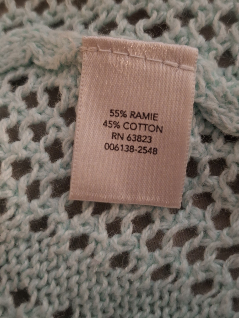 Christopher & Banks Women's Aqua Open-Weave Crochet Knit Open Front Jacket - Picture 5 of 7